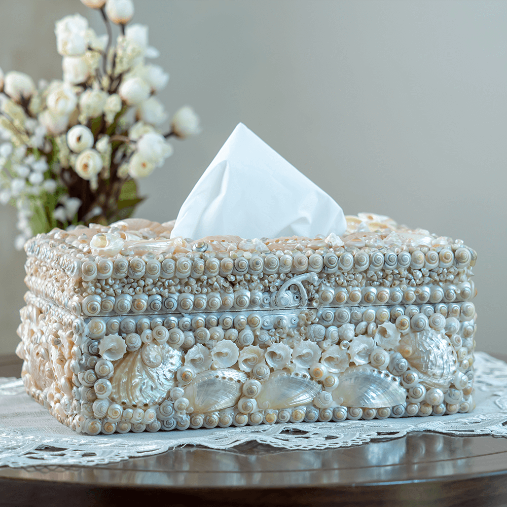 Pearlised Shell Tissue Box