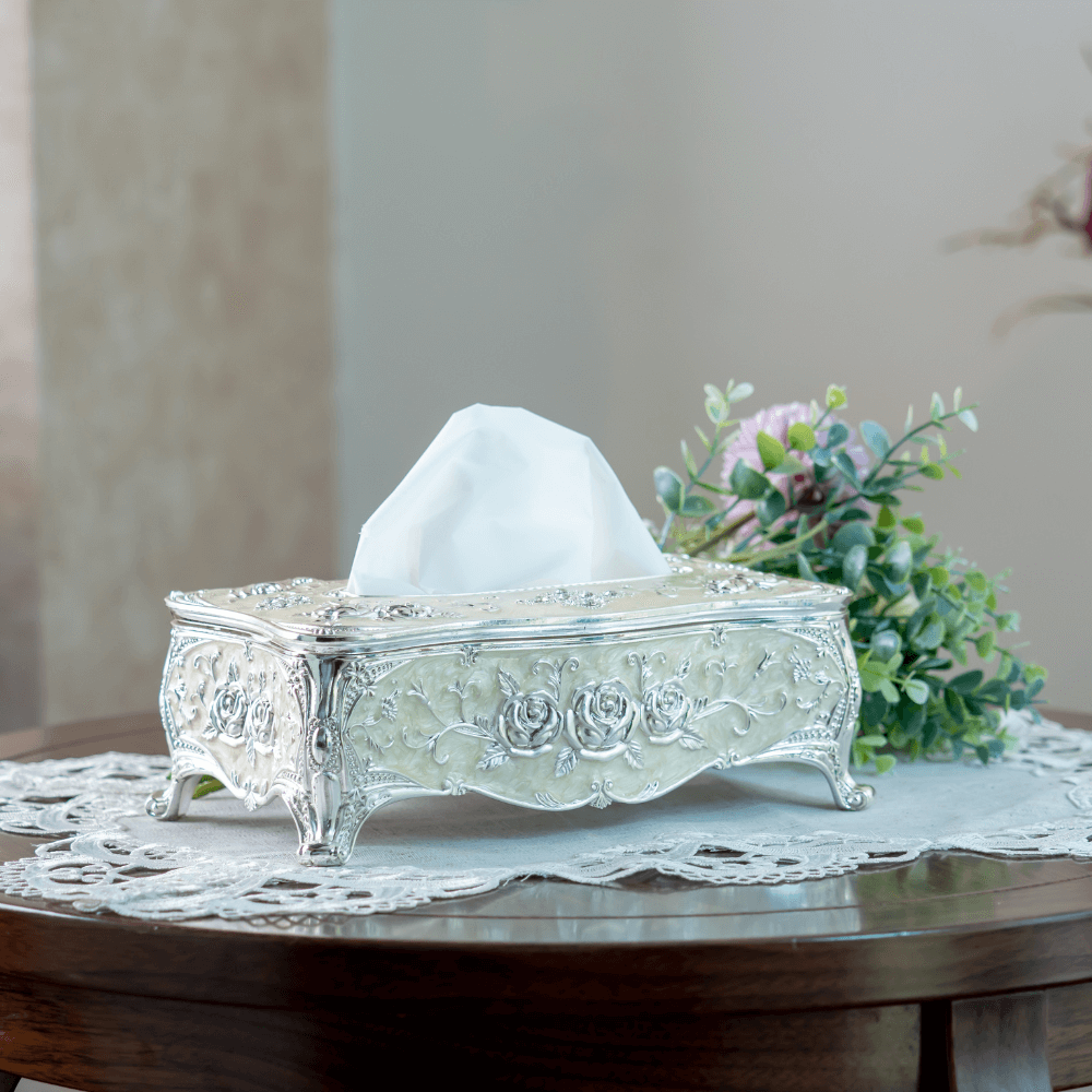Silver Rose Luxury Tissue Box
