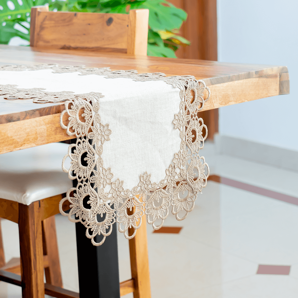 Beige Crochet Table Runner