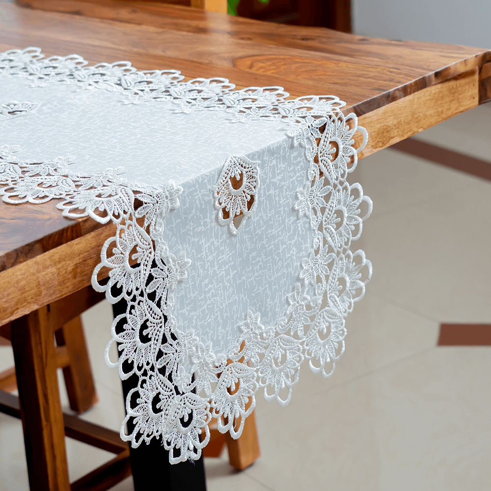White Crochet Table Runner