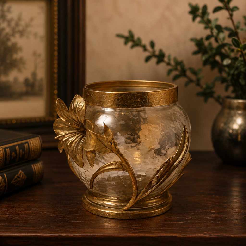 CANDLE HOLDER WITH FLOWERS